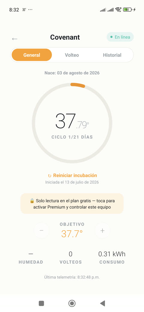 Panel del termostato INSIGNIA con temperatura en vivo